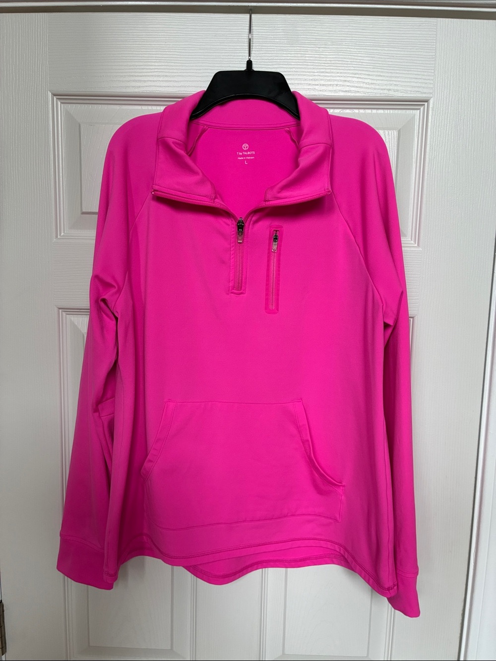 T by Talbots Hot Pink Quarter-Zip Pullover Hoodie